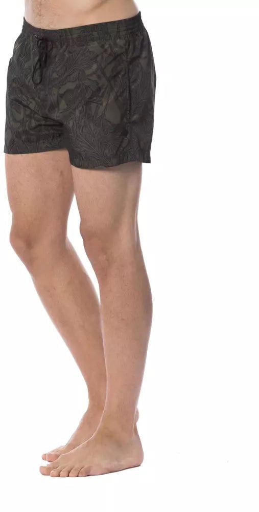 Roberto Cavalli Sport Army Polyester Men's Swimwear Donkergroen