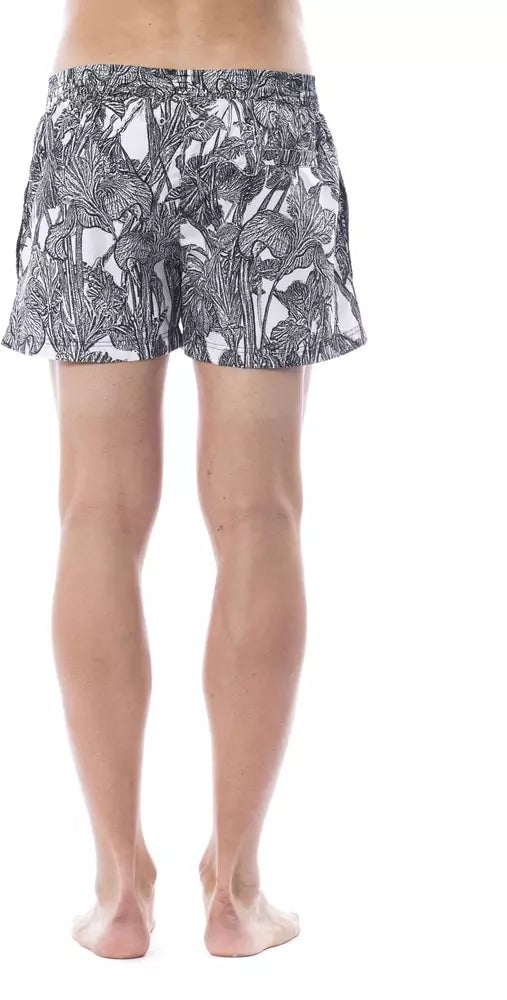 Roberto Cavalli Sport Black Polyester Men Swimwear Zwart