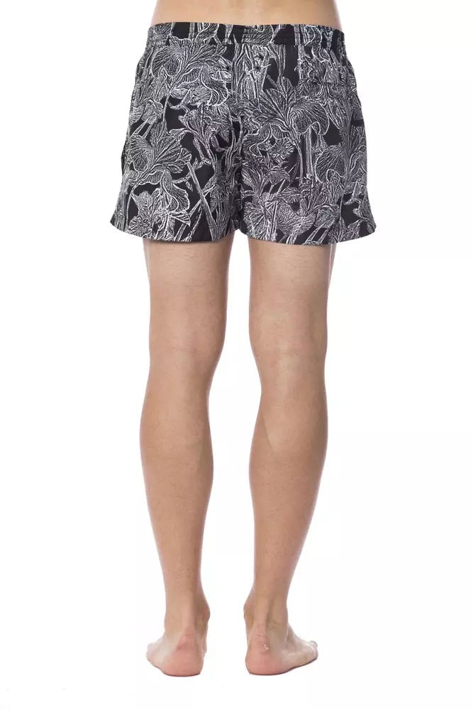 Roberto Cavalli Sport Black Polyester Men's Swimwear Zwart