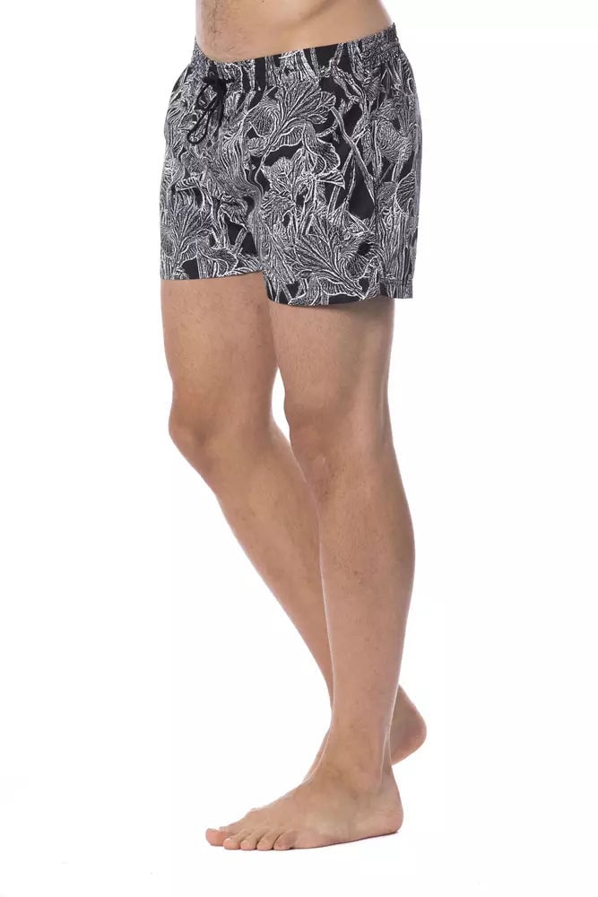 Roberto Cavalli Sport Black Polyester Men's Swimwear Zwart