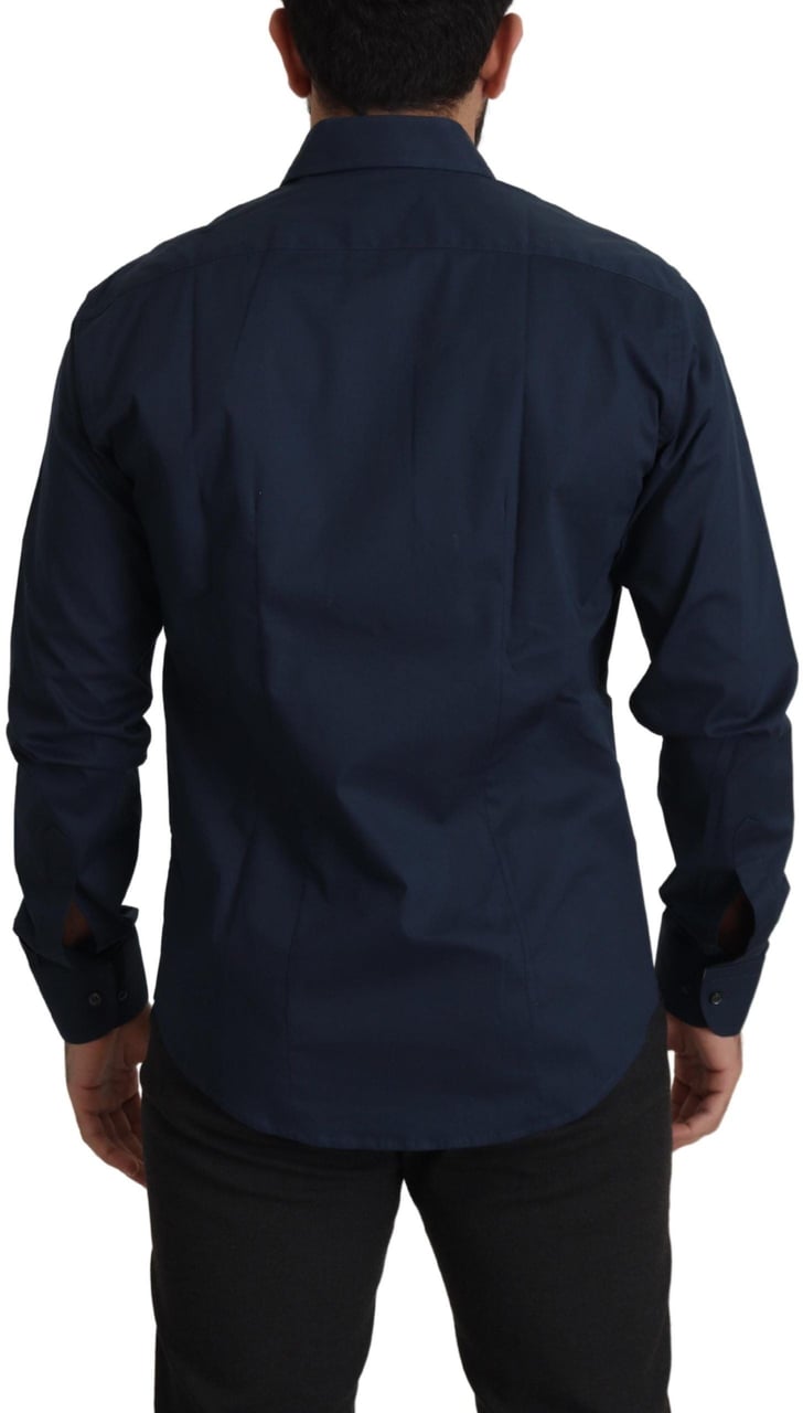 Roberto Cavalli Navy Blue Cotton Dress Formal Shirt Blauw