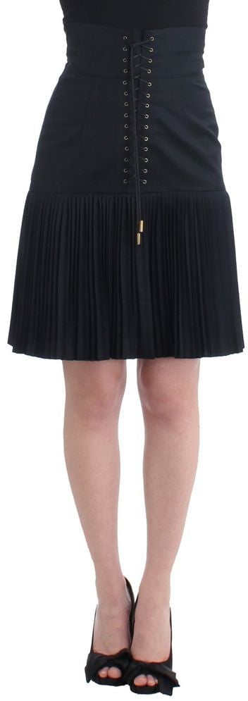 Roberto Cavalli Black Wool Mini Skirt Zwart