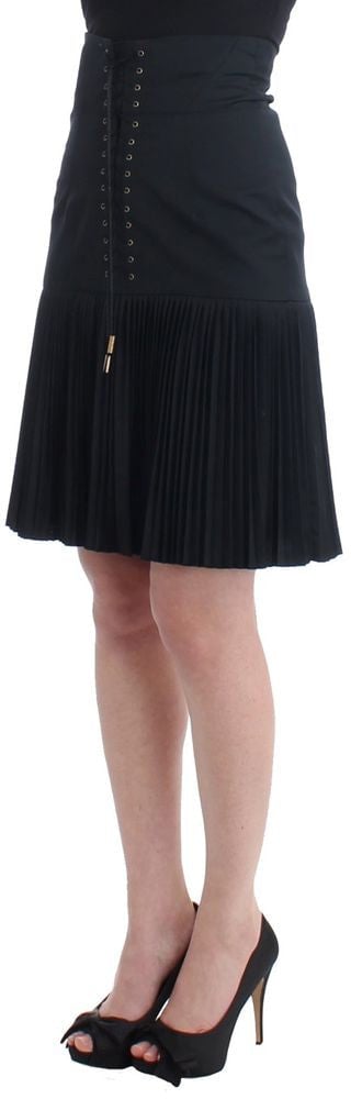 Roberto Cavalli Black Wool Mini Skirt Zwart