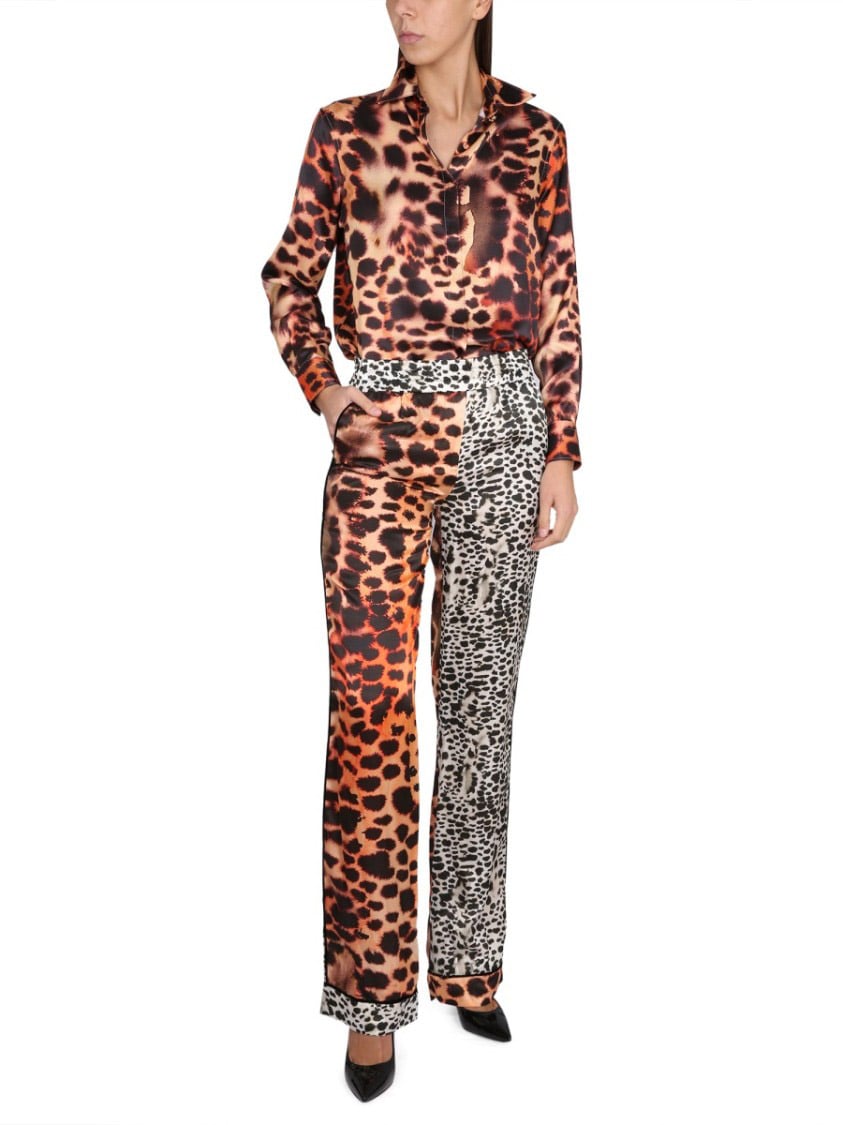 Roberto Cavalli Moray Eel Print Pants Maroon