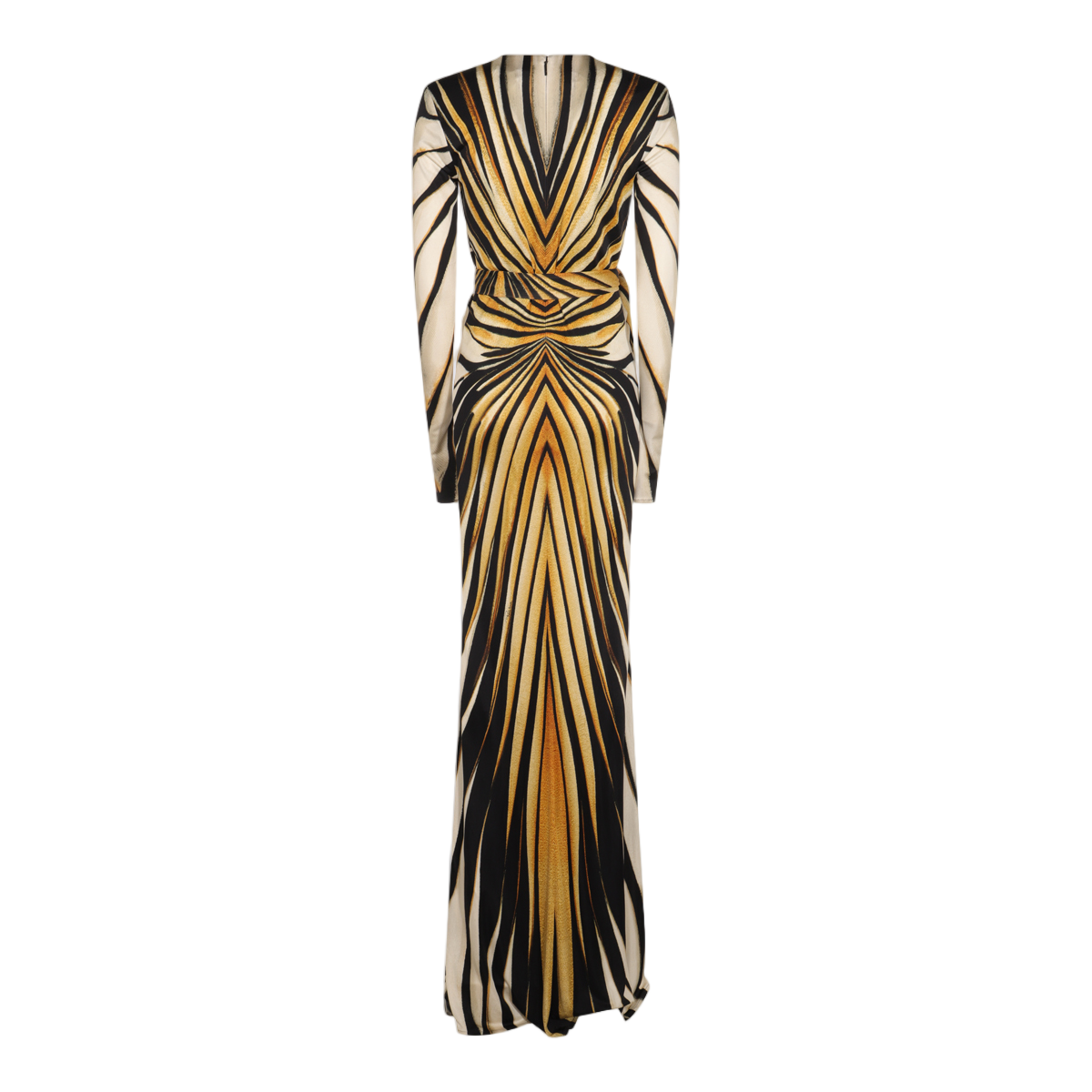 Roberto Cavalli Maxi Dress with Bold Geometric Stripes Bruin
