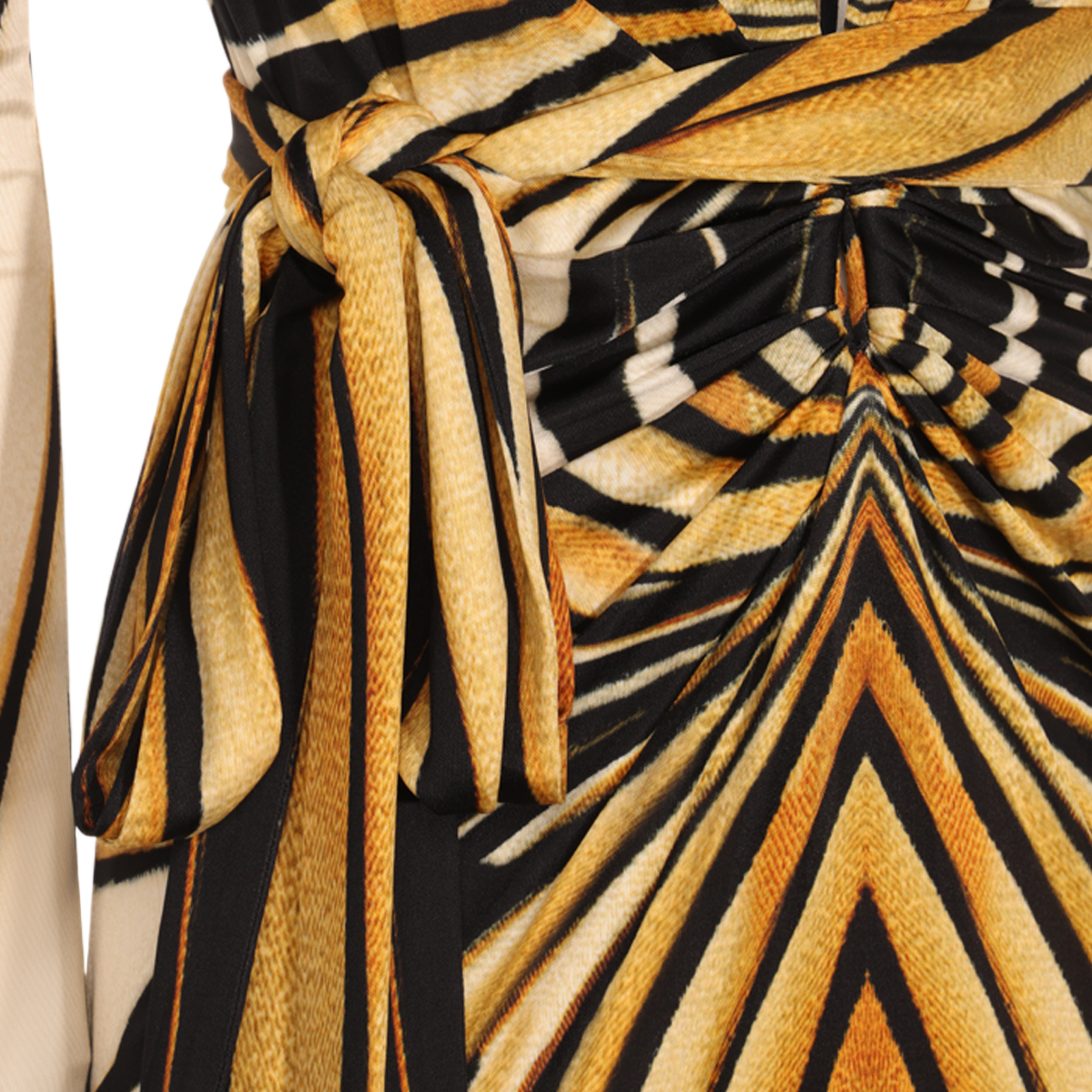Roberto Cavalli Maxi Dress with Bold Geometric Stripes Bruin