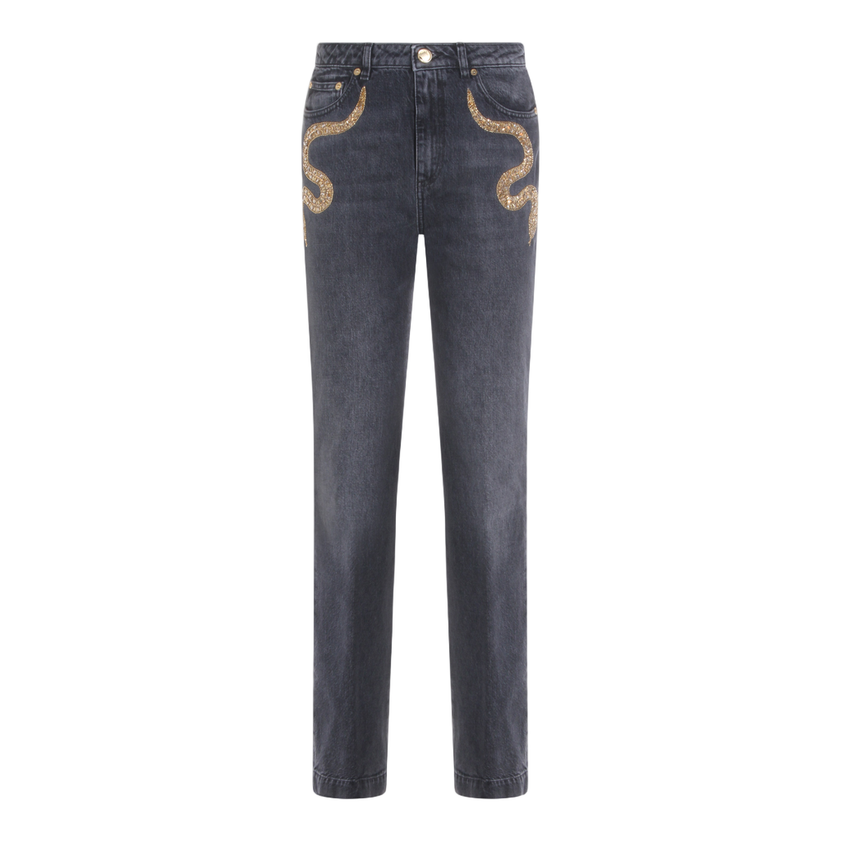Roberto Cavalli Slim Fit Black Jeans with Classic Five-Pocket Design Zwart