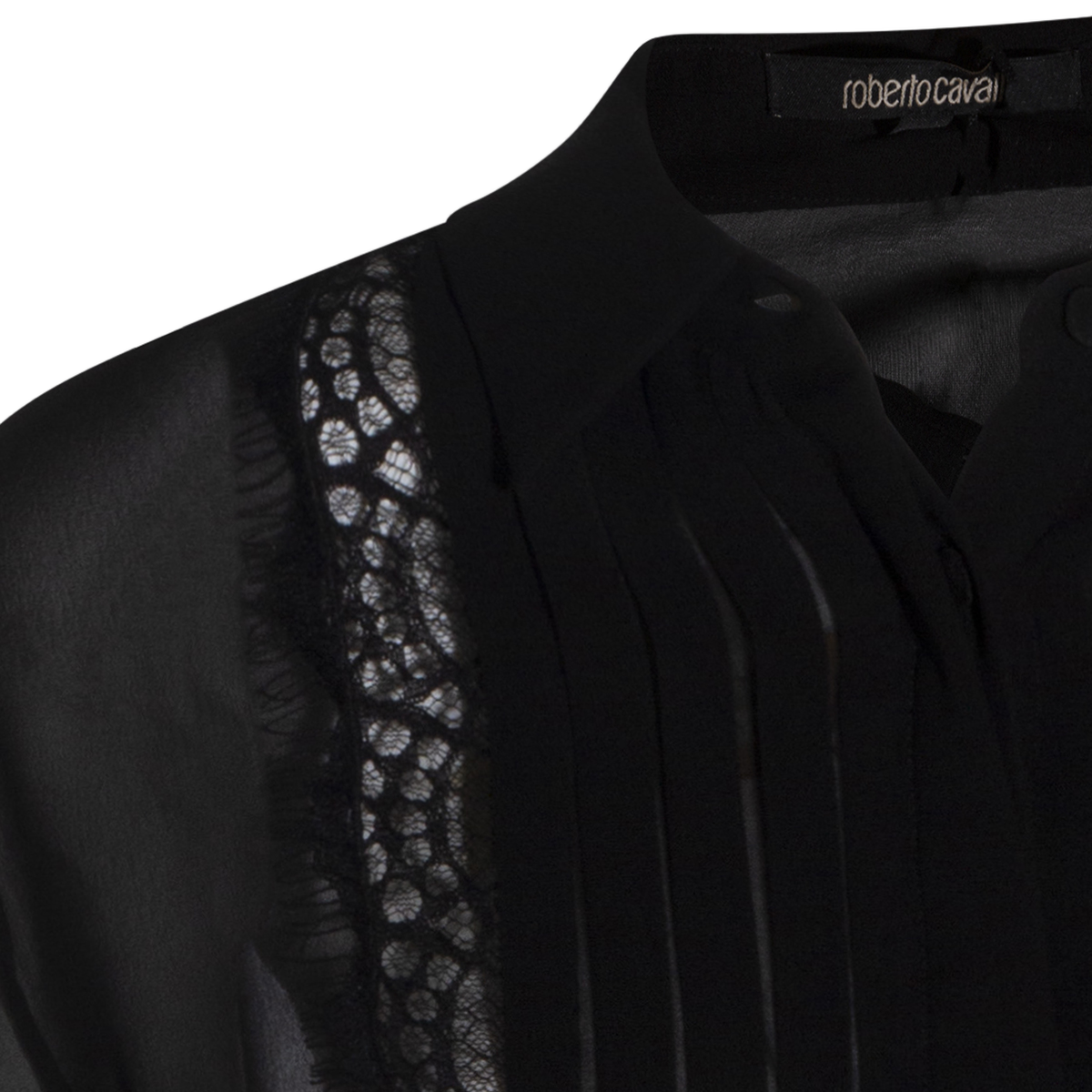 Roberto Cavalli Tailored Black Shirt With Button-Down Front Zwart