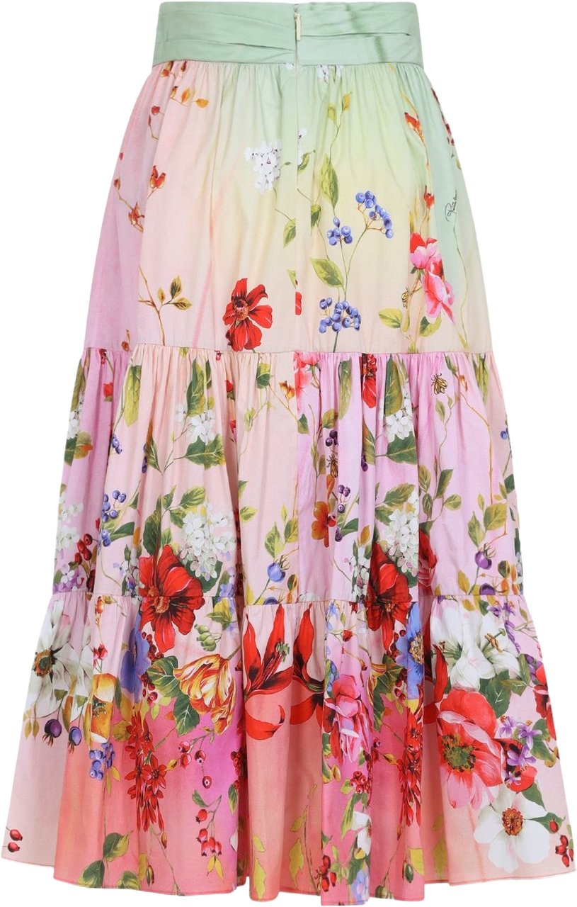 Roberto Cavalli Miami Flowers Midi Skirt Divers