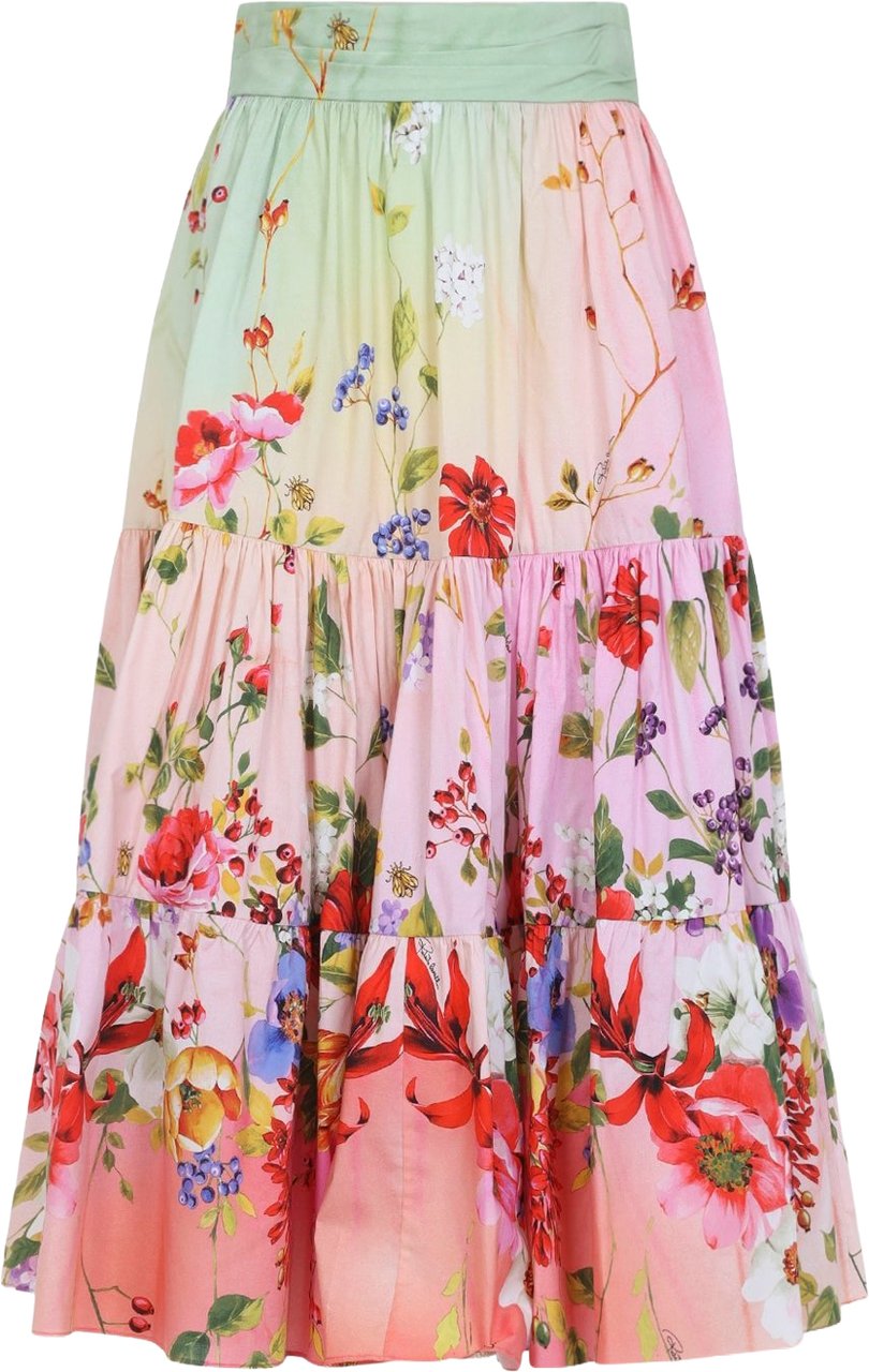 Roberto Cavalli Miami Flowers Midi Skirt Divers