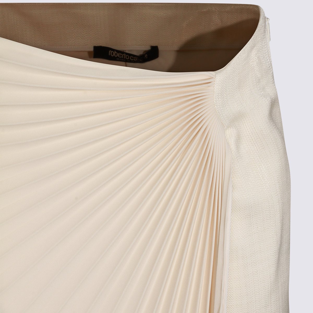 Roberto Cavalli Pleated Midi Skirt with Elegant Side Slit Neutraal