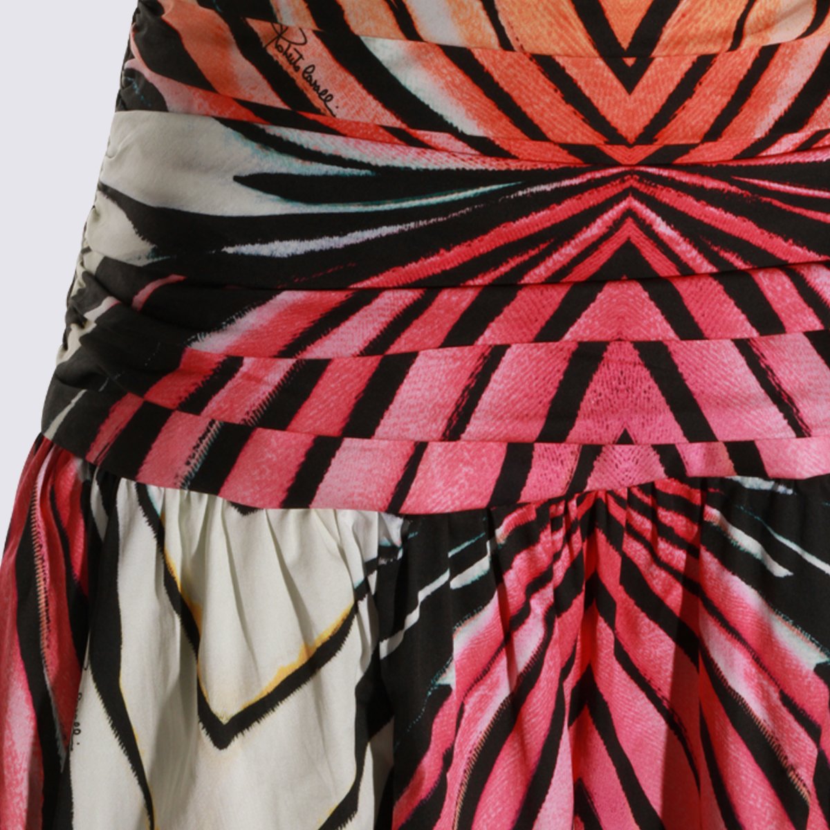 Roberto Cavalli Vibrant Midi Dress With Geometric Pattern And Flared Skirt Roze