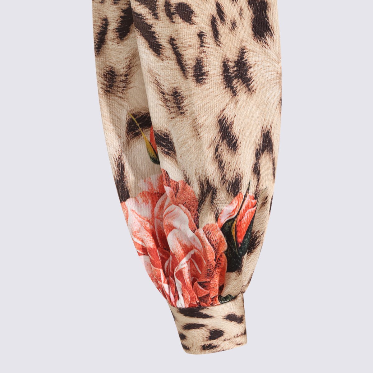 Roberto Cavalli Cropped Shirt with Bold Leopard Print Neutraal