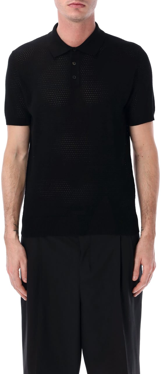 Roberto Collina Mesh Polo Nero Zwart