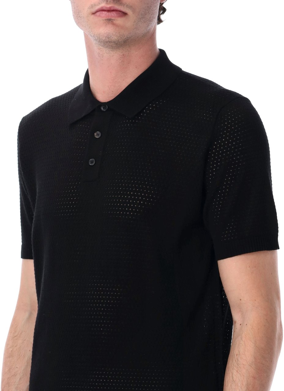 Roberto Collina Mesh Polo Nero Zwart
