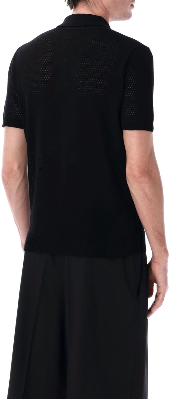 Roberto Collina Roberto Collina mesh cotton polo Zwart