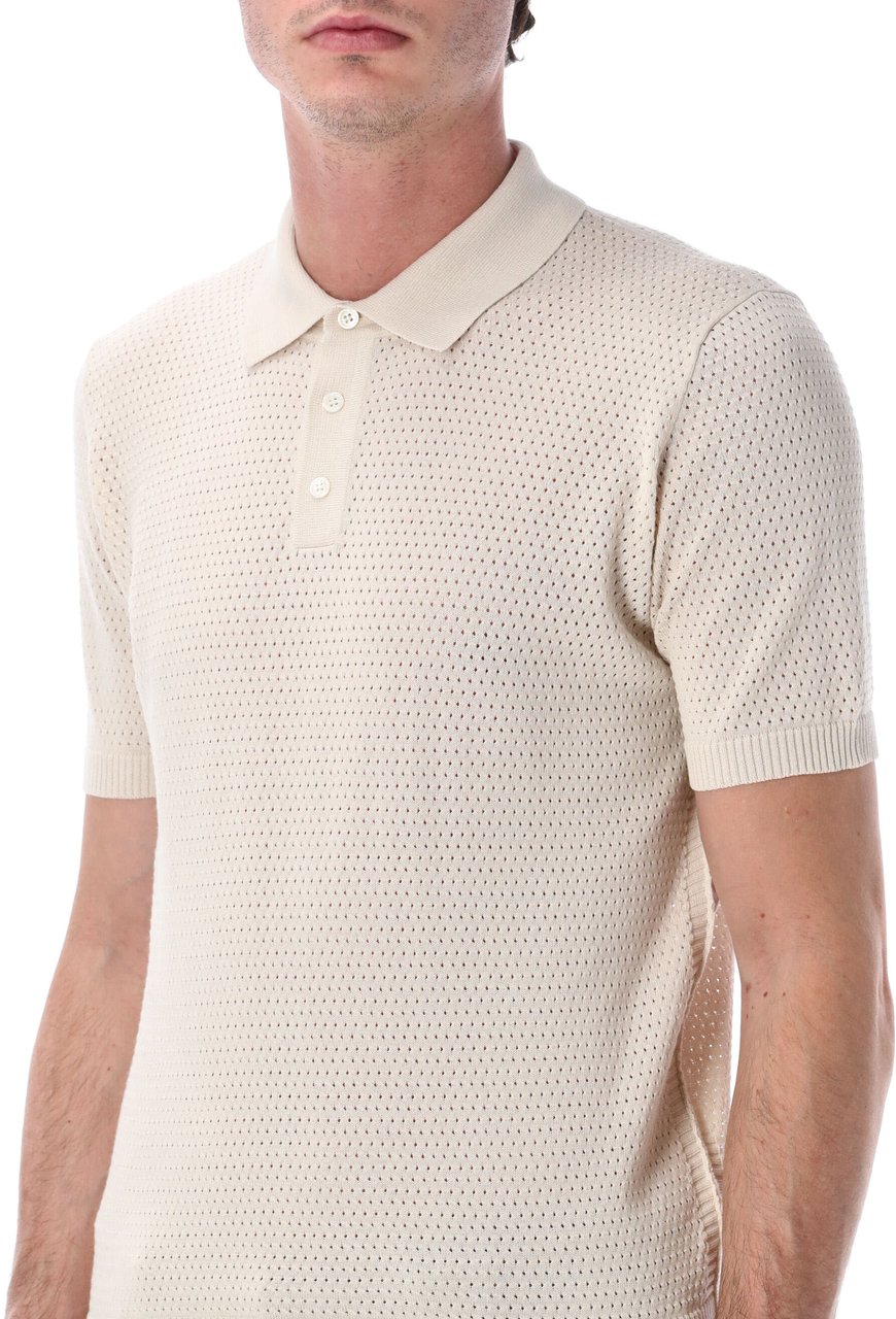 Roberto Collina Roberto Collina mesh cotton polo Neutraal