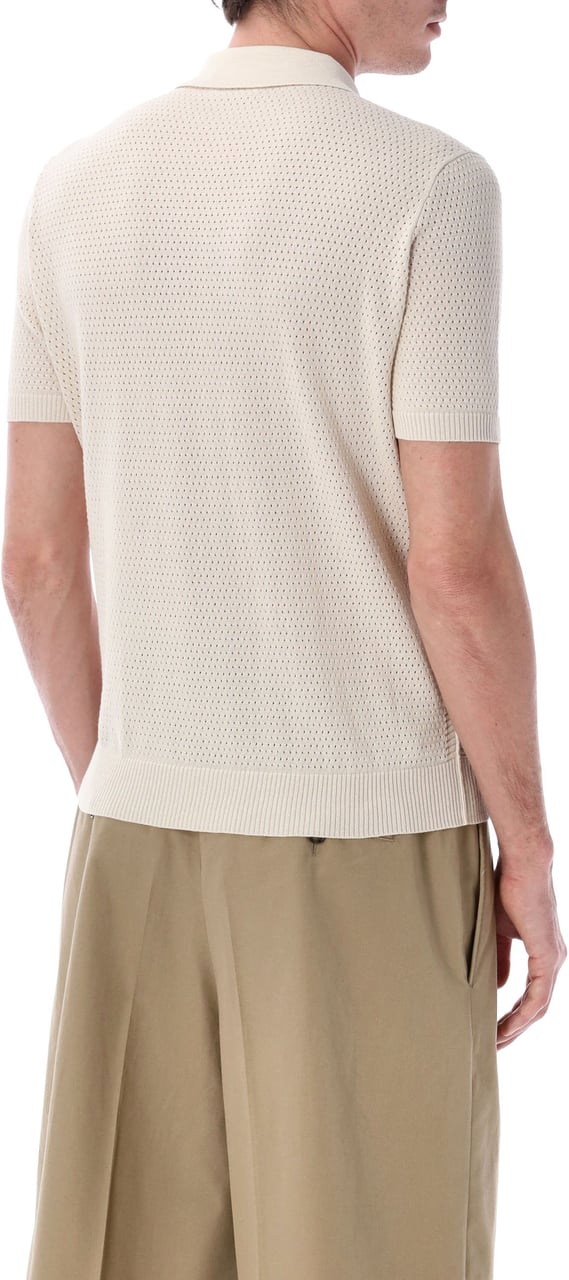 Roberto Collina Roberto Collina mesh cotton polo Neutraal