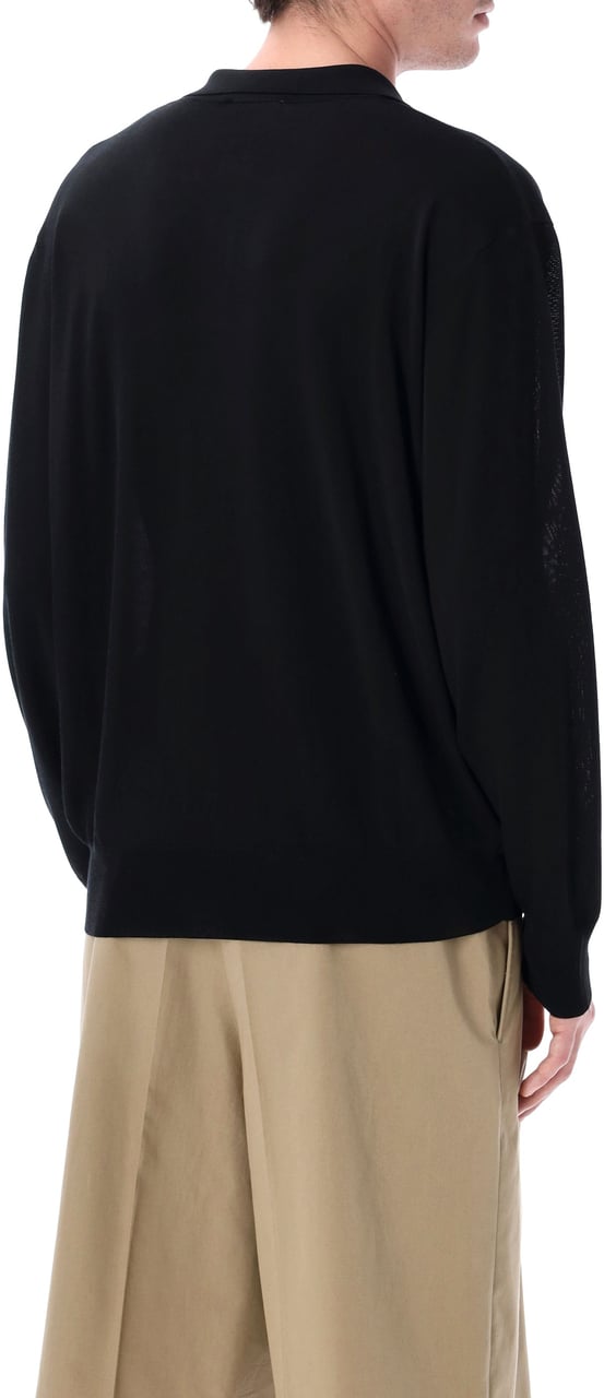 Roberto Collina Polo L/S Sweater Nero Zwart