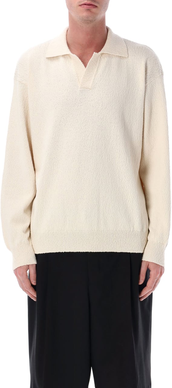 Roberto Collina Polo L/S Sweater Beige Wit