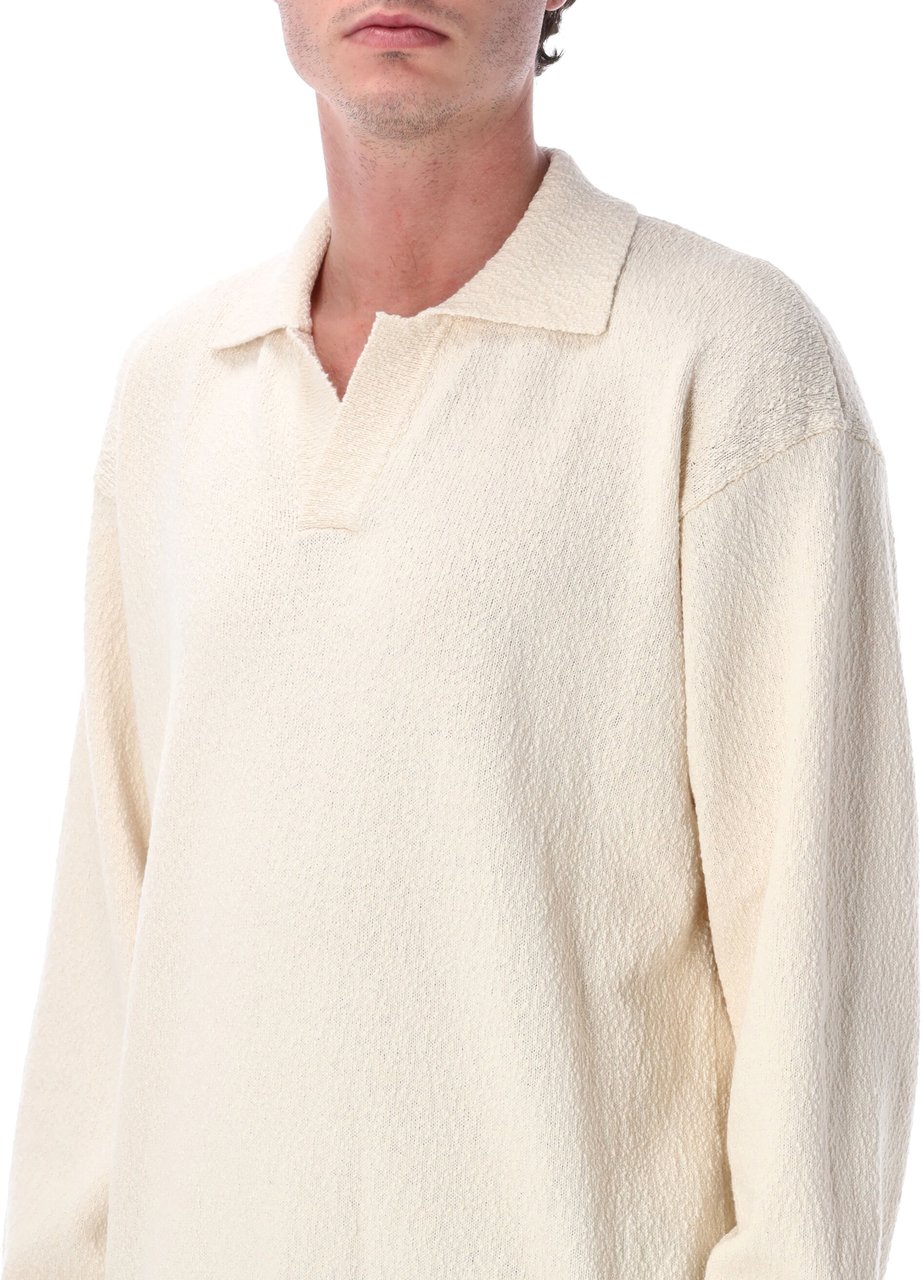 Roberto Collina Polo L/S Sweater Beige Wit