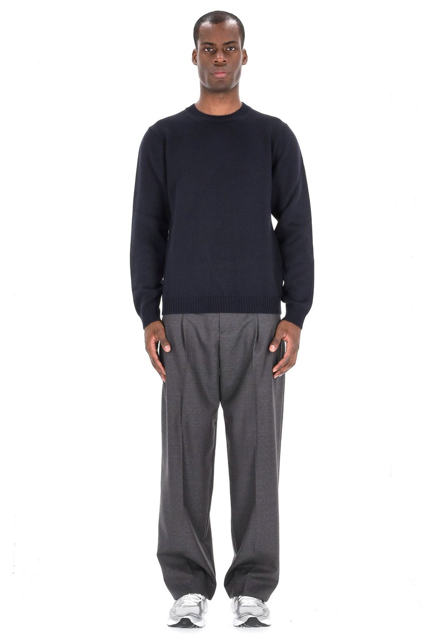 Roberto Collina Merino Wool Crewneck Sweater Zwart