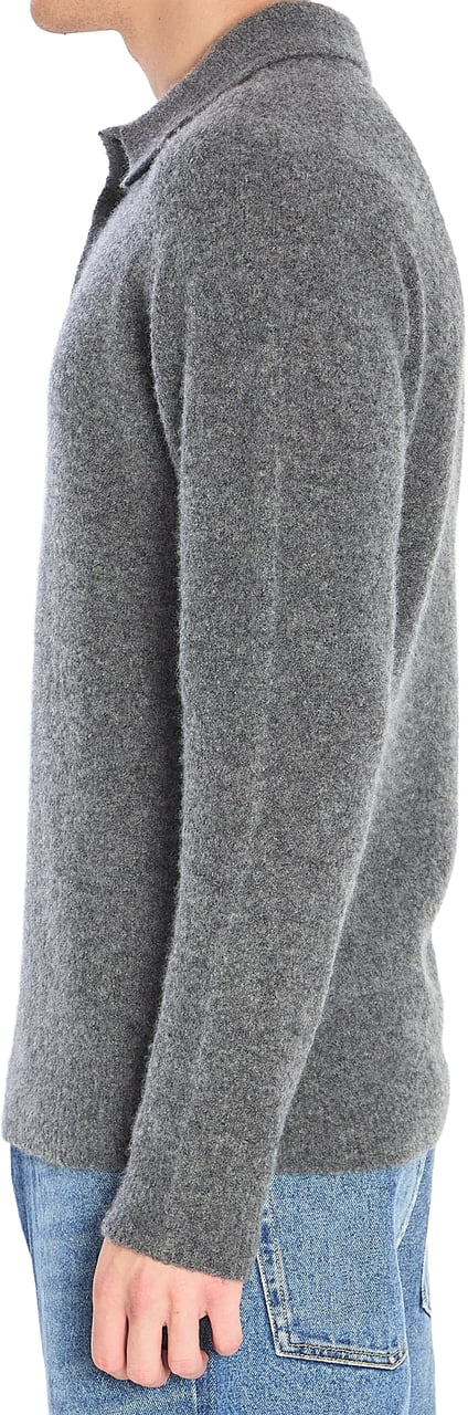 Roberto Collina Cashmere blend polo shirt Grijs