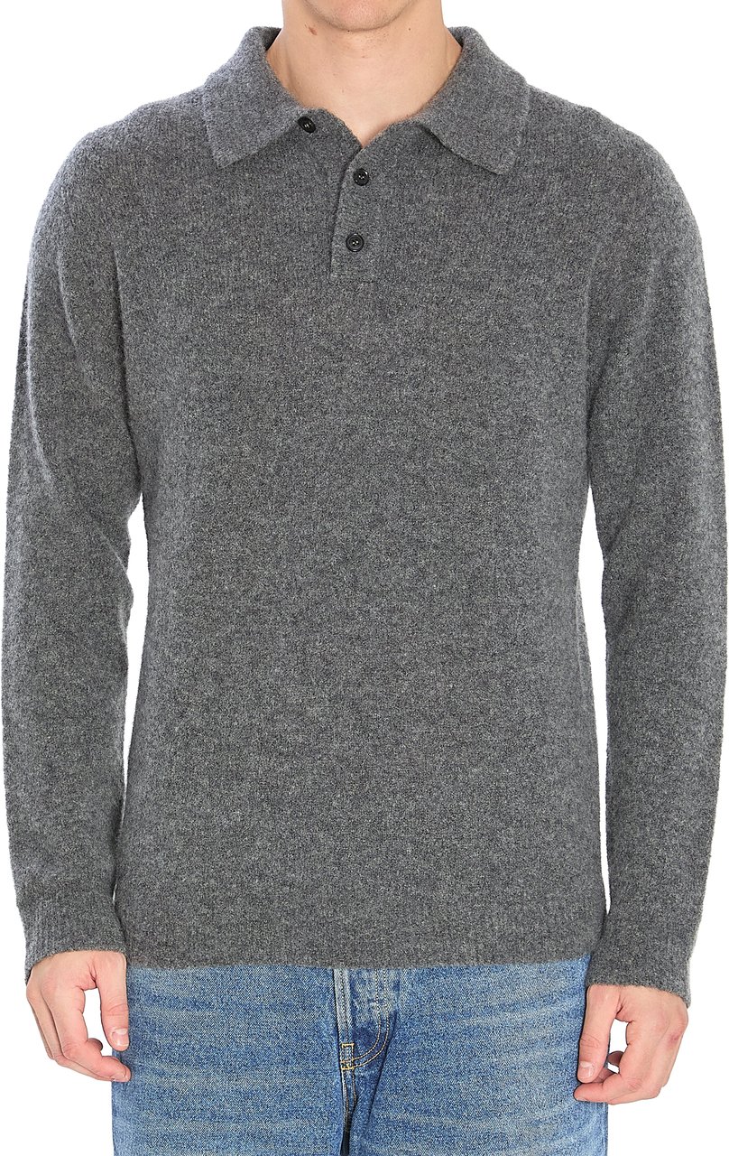 Roberto Collina Cashmere blend polo shirt Grijs