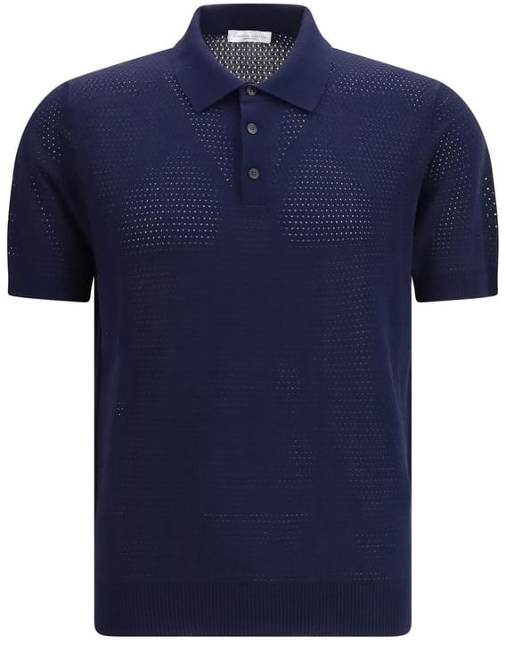 Roberto Collina Blue Cotton Polo Shirt Blauw