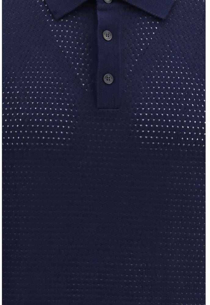 Roberto Collina Blue Cotton Polo Shirt Blauw