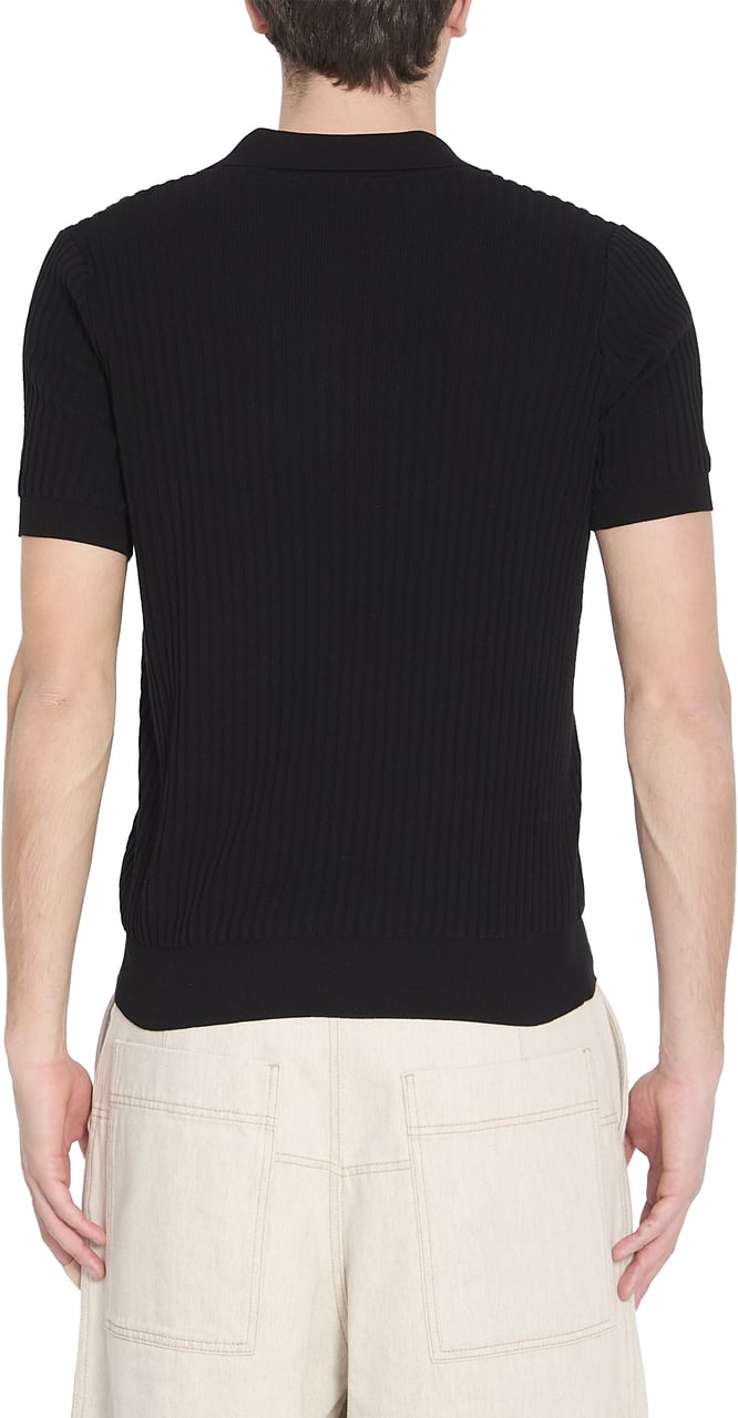 Roberto Collina Ribbed polo shirt Zwart