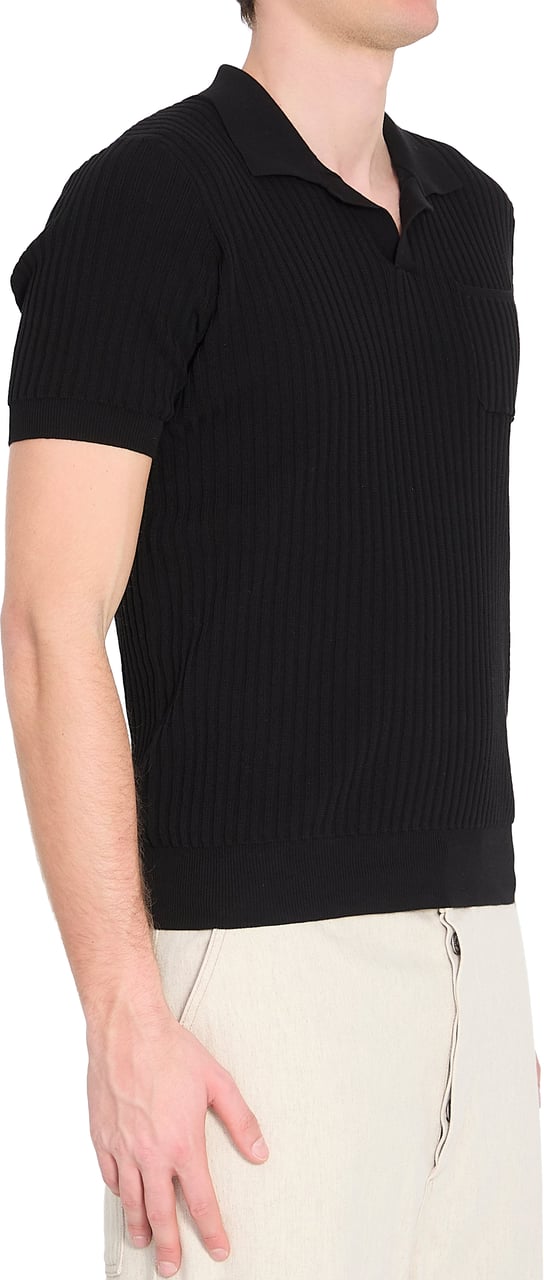 Roberto Collina Ribbed polo shirt Zwart