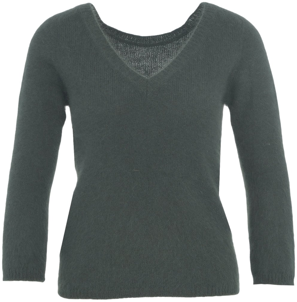 Roberto Collina Knitted Sweater with V-Neck Groen