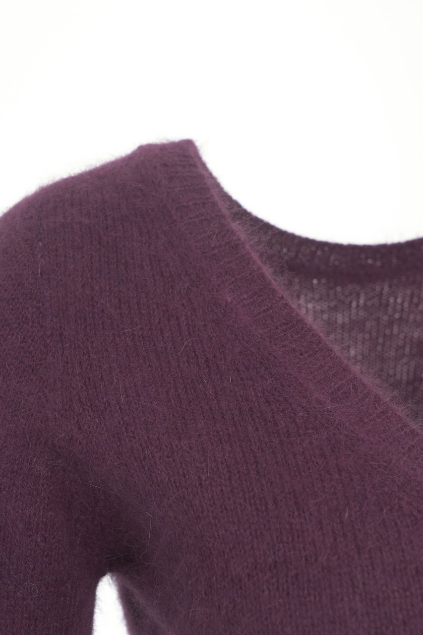 Roberto Collina Maglione in maglia con scollo a V Rood