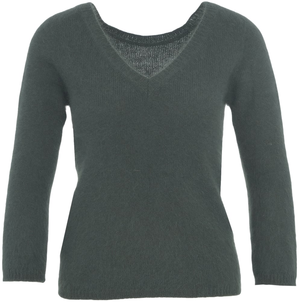 Roberto Collina Maglione in maglia con scollo a V Groen