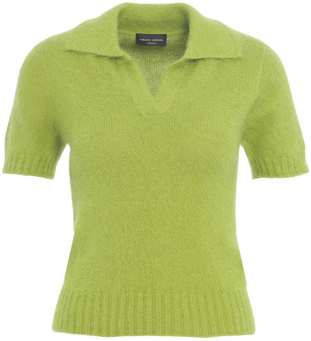 Roberto Collina Knit Jumper with Polo Collar Groen