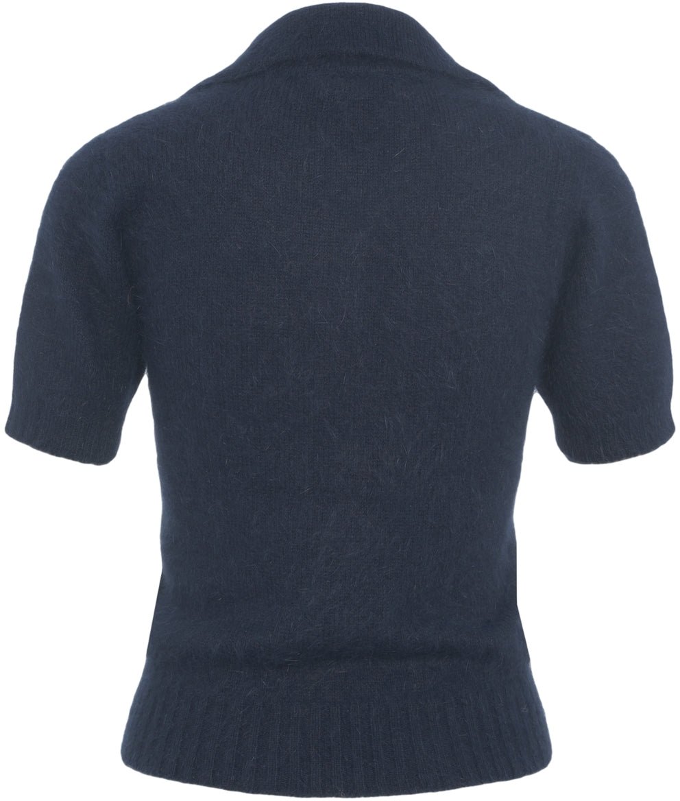 Roberto Collina Knit Jumper with Polo Collar Blauw