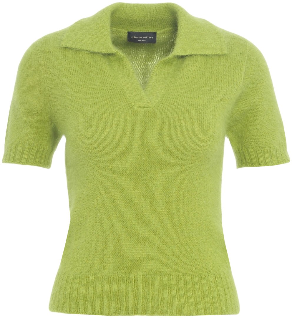 Roberto Collina Knit Jumper with Polo Collar Groen