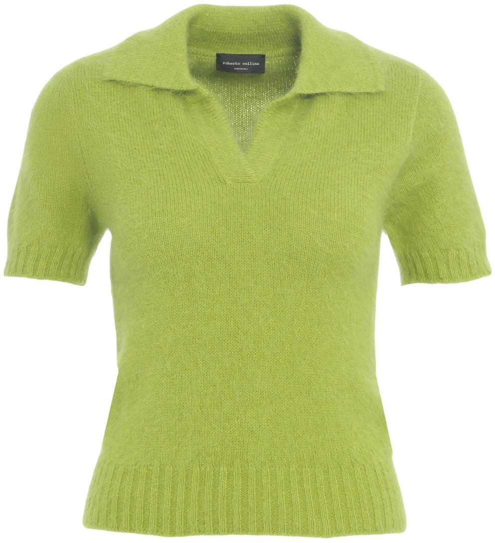 Roberto Collina Maglione in Maglia con Collo Polo Groen