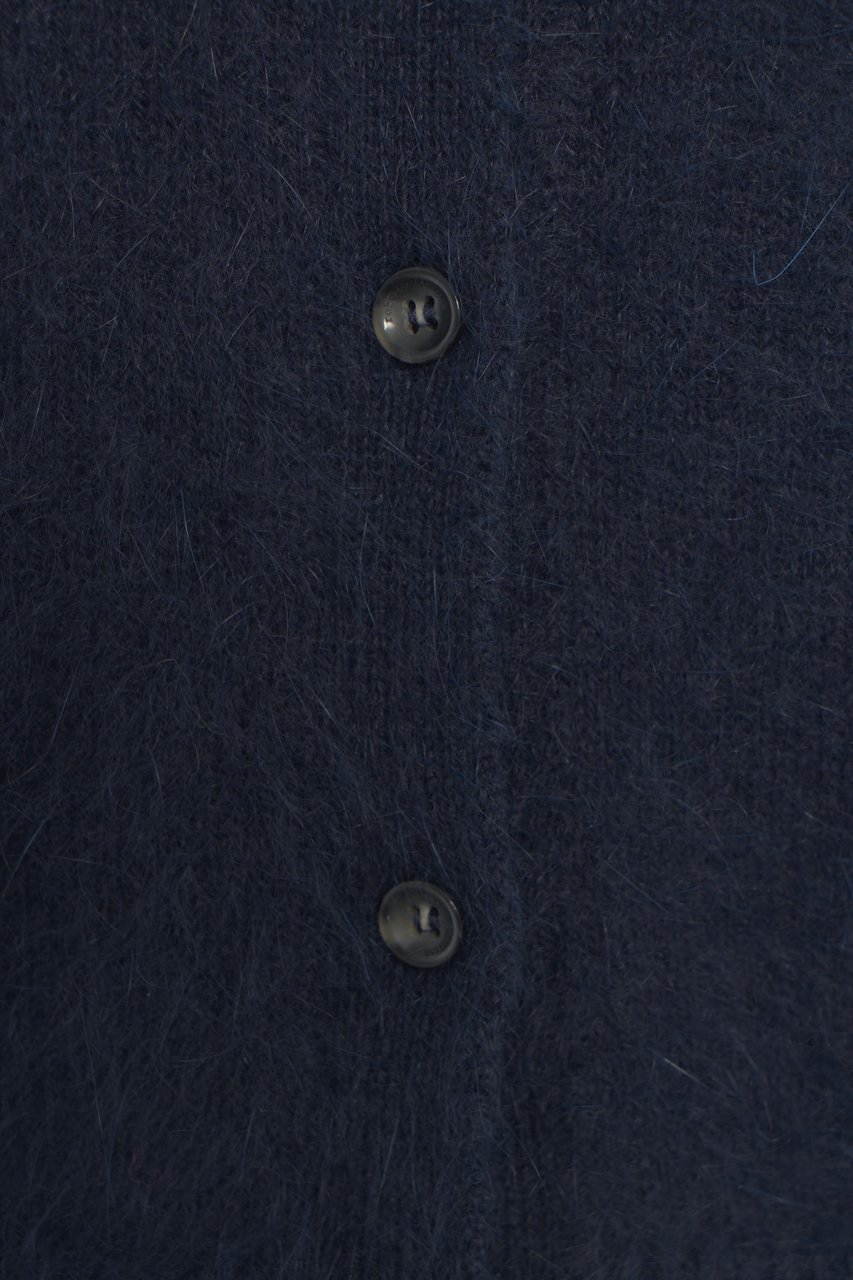 Roberto Collina Cardigan in Maglia con Chiusura a Bottoni Blauw