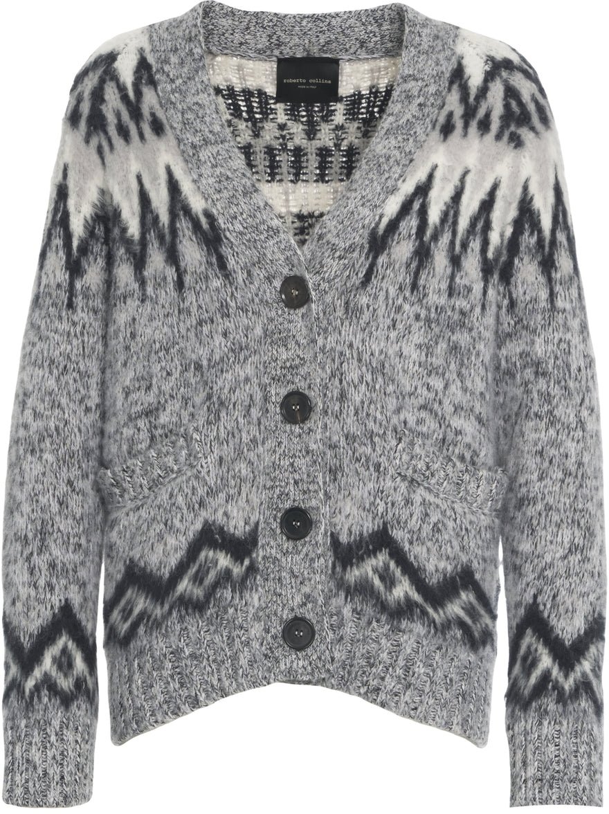 Roberto Collina Cardigan with pattern Grijs