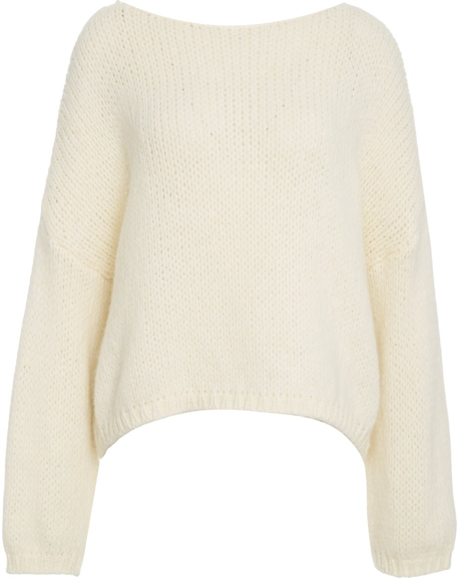 Roberto Collina Knit sweater with bateau neck Wit