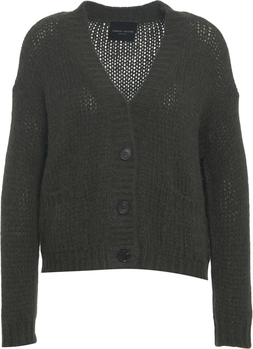 Roberto Collina Knit cardigan with V-neck Groen
