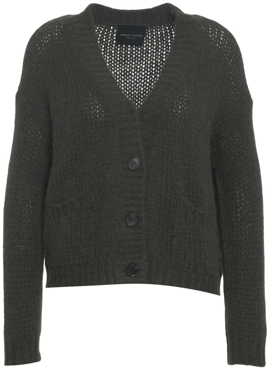 Roberto Collina Cardigan in maglia con scollo a V Groen