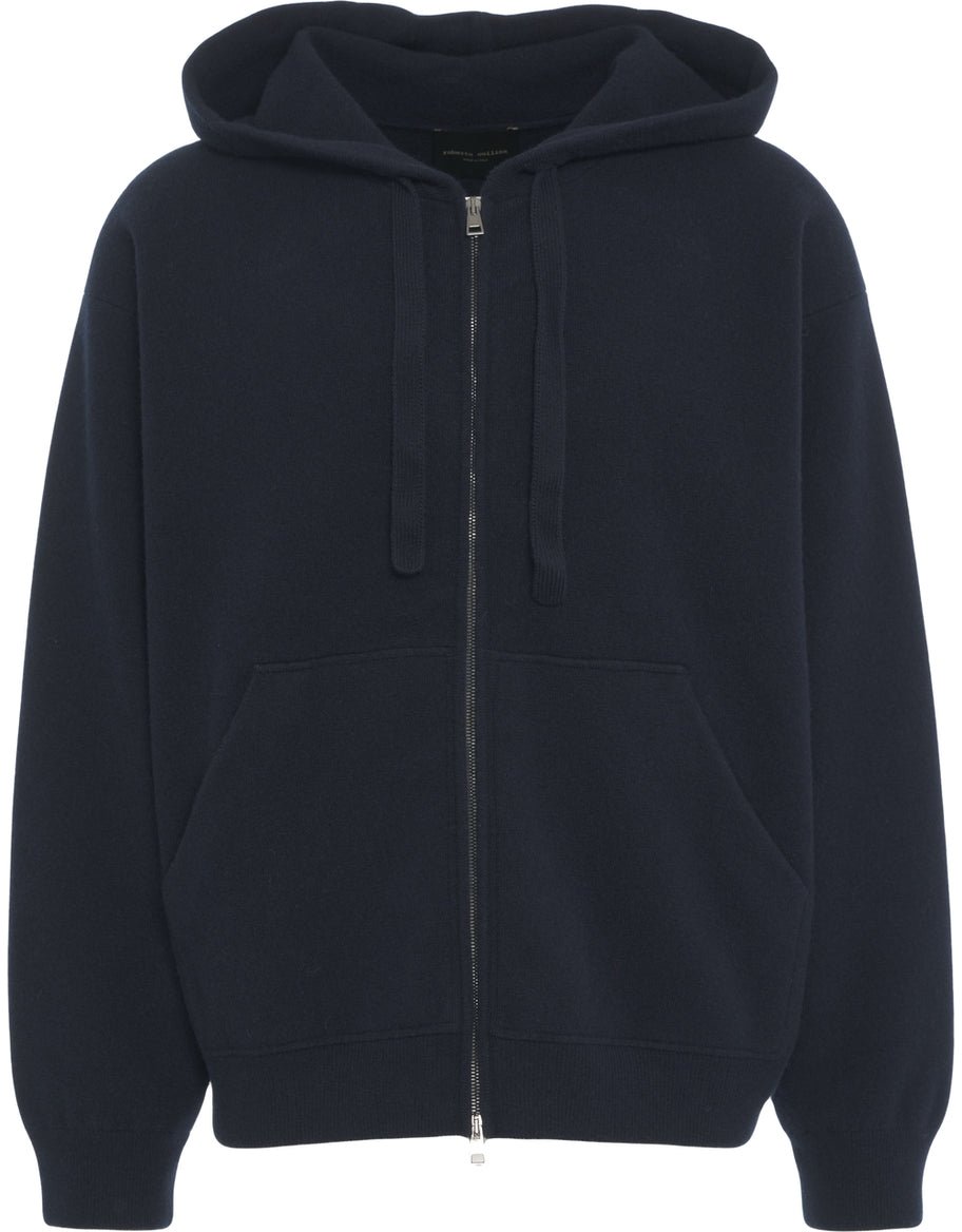 Roberto Collina Hoodie with zipper Blauw