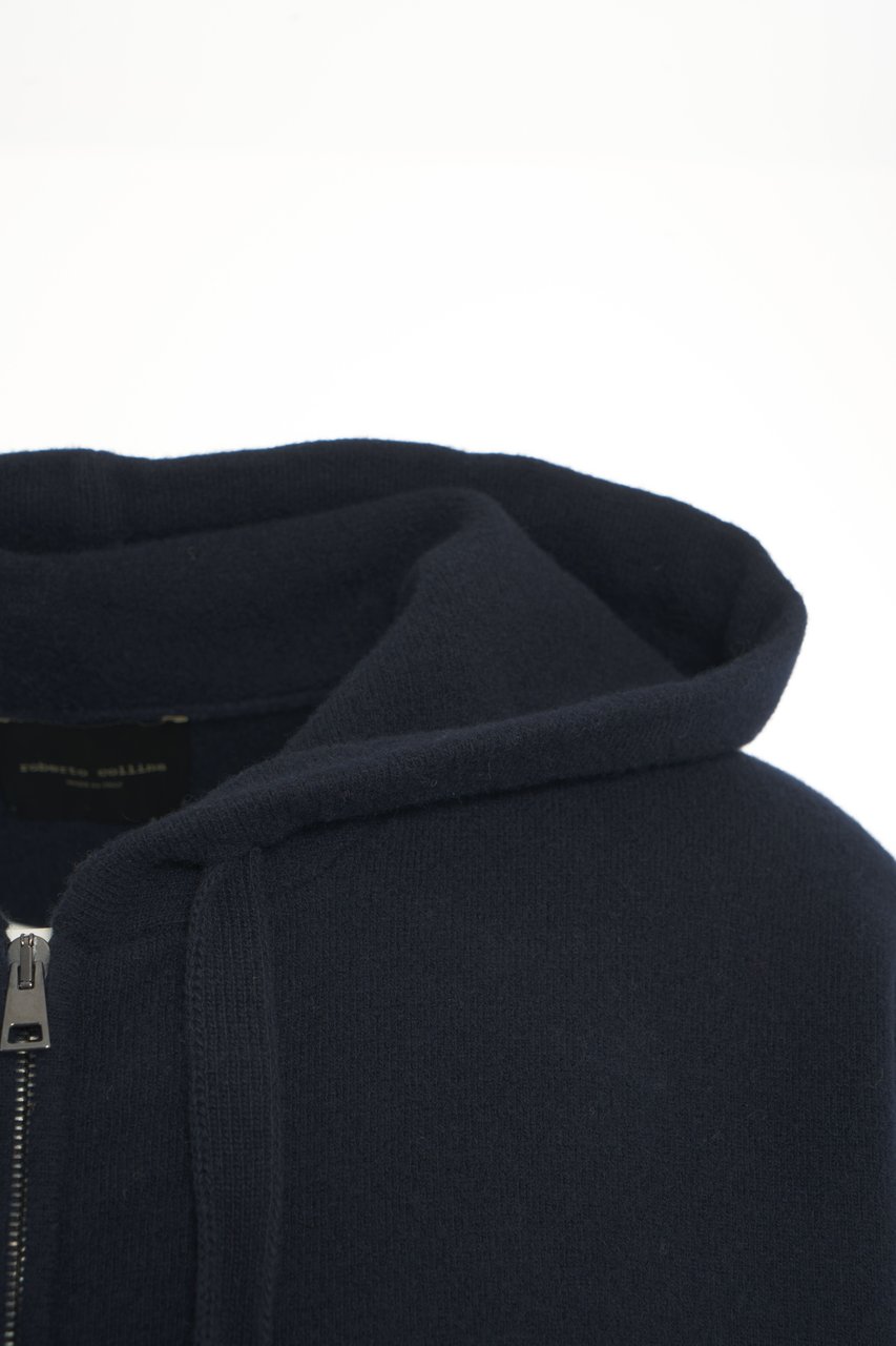 Roberto Collina Felpa con cappuccio e zip Blauw