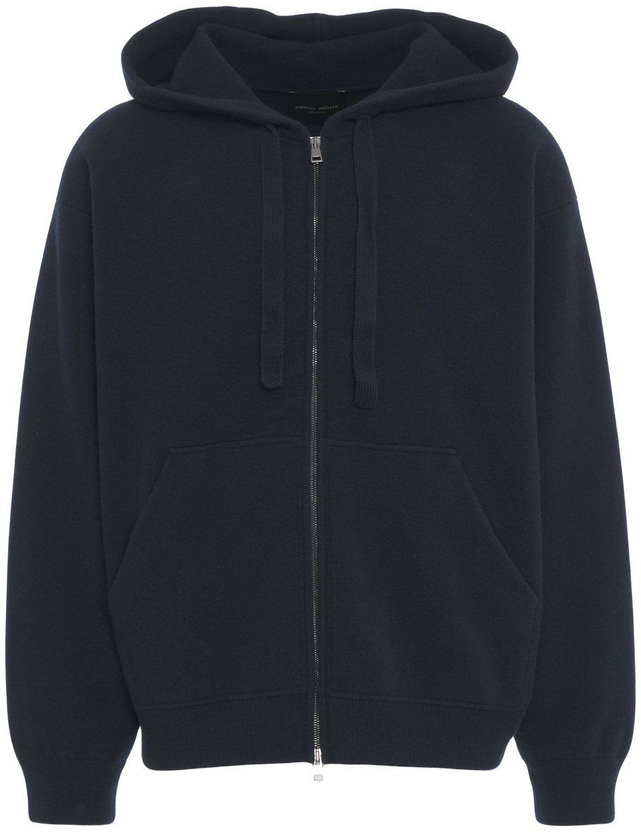 Roberto Collina Felpa con cappuccio e zip Blauw