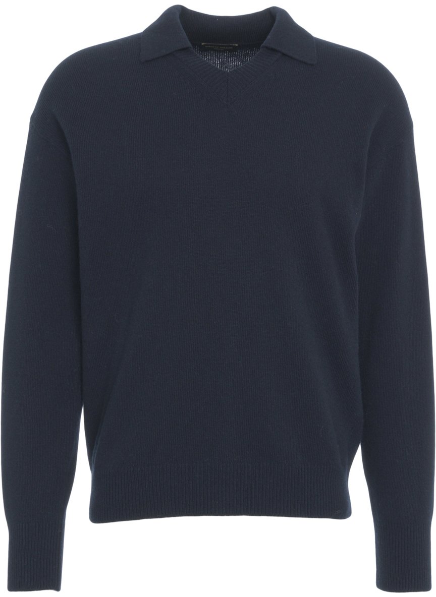 Roberto Collina Maglione in lana merino e cashmere Blauw