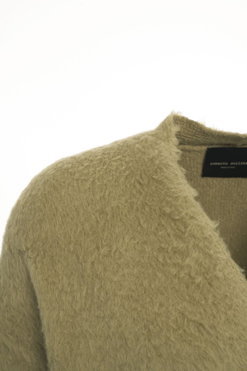 Roberto Collina Teddy cardigan Groen