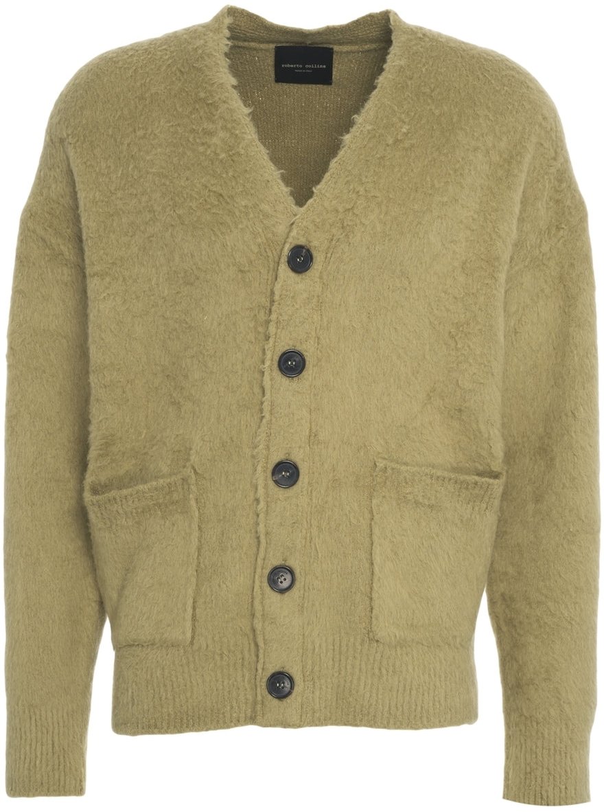 Roberto Collina Teddy cardigan Groen